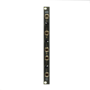 Black 2HP dual passive attenuator module with two small control knobs and switched signal jacks.