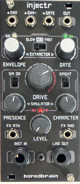 Injectr is a fully-equipped electric guitar and bass interface for eurorack synthesizers.