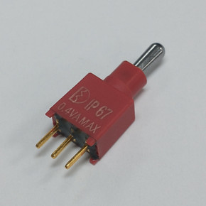 Sub-Mini Toggle SPDT ON-OFF-ON Red Plastic Short Lever