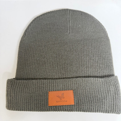 Image of gray synthCube knit beanie