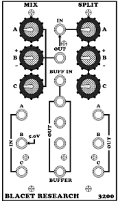 The SBM3200 combines three channel Mixing and three channel Splitting in one module.