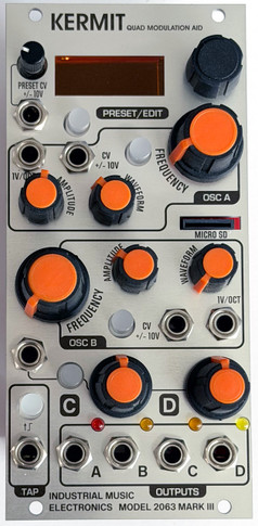Kermit is a 4-channel, programmable, tempo-synchronized supermodulator with morphing wavetable generator and internal modulation matrix.