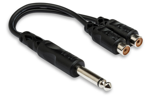 Y Cable 1/4 in TS to Dual RCAF