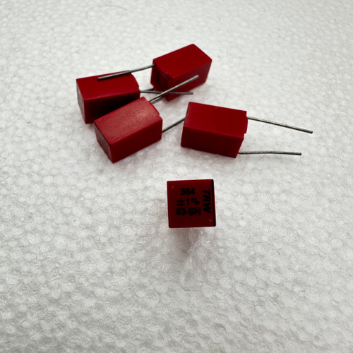 364pf TRW Radial Polystyrene Foil Capacitor 63V 1% .36nf