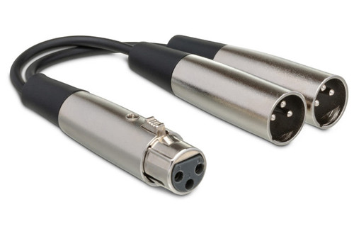 Hosa Y Cable, XLR3F to Dual XLR3M, 6 in