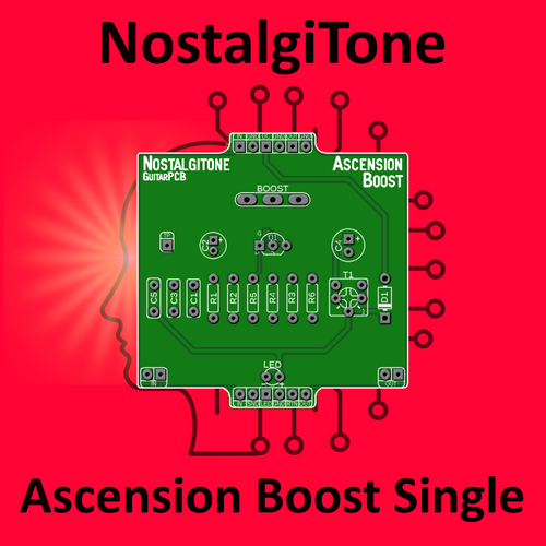 The NostalgiTone Ascension Boost Circuit amplifies up to 26dB while enhancing all other circuits when used in tandem.
