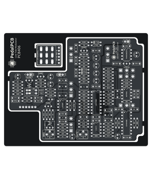 Printed circuit board for the PedalPCB Low Tide Modulator DIY modulation pedal, inspired by the Fairfield Circuitry Shallow Water circuit.