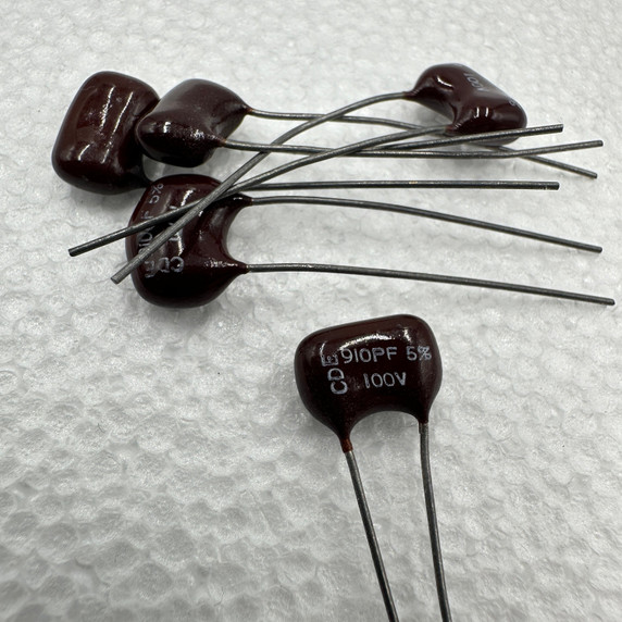 5 PACK 910pf 100v 5% Silver Mica Capacitors CD .91nf