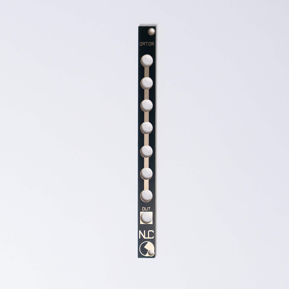 This is a 2HP passive gate combiner, simply 7 diodes and a 100k pull-down resistor.