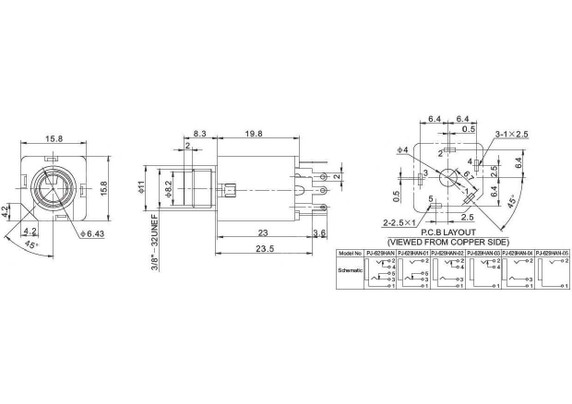 1/4 in Mono Enclosed  Audio Jack Unswitched 2-PC Pins