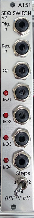 Module A-151 (Quad Sequential Switch) is like an electronic four-position rotary switch.