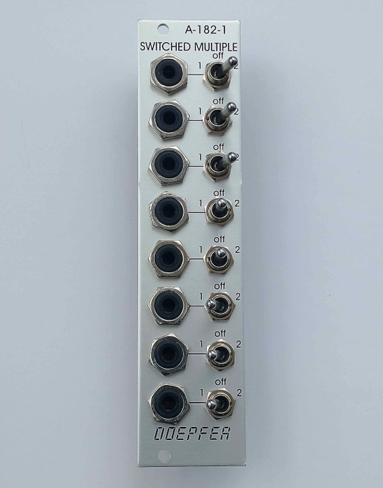This module is a passive mult in which each jack is equipped with a 3-position switch