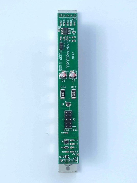 MIX7 is a seven channel analog summing mixer module for Eurorack.