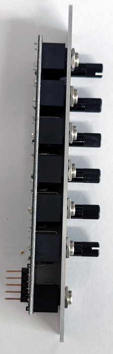 Small format 6 to 1 input audio mixer with linear pots. Clean, discrete mixing for all.