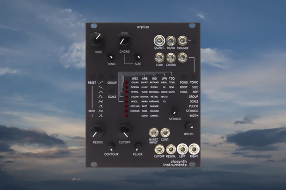 Arplus combines a quantizer, arpeggiator, and string synthesizer into one module.