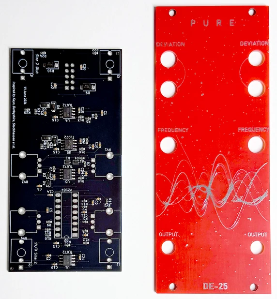 Djupviks Elektronik DE-25 Pure Eurorack dual sine generator module front panel & PCB.