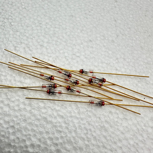 1N963 12V Zener Diode, Gold Legs, Glass Case
