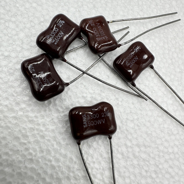 5 PACK 3300pf 500v 2% Silver Mica Capacitors Sangamo 3n3 3.3nf .003uf