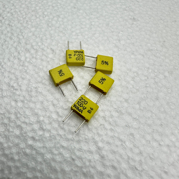 5 PACK WIMA FKC2 220pf 100V 5% Polycarbonate Film Foil Capacitors .22nf