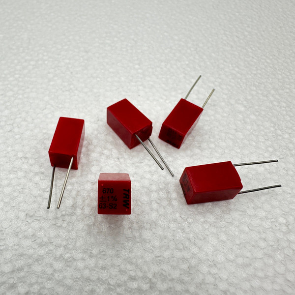 670pf TRW 605 Radial Polystyrene Foil Capacitor 63V 1% .67nf