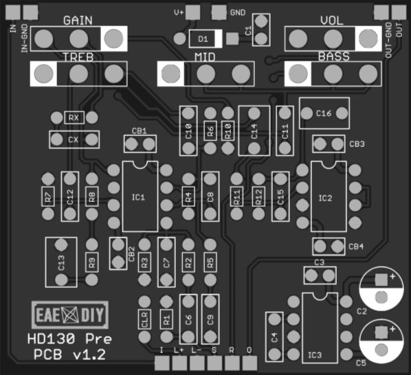 Image of PCB for the EAE HD-130 preamp.