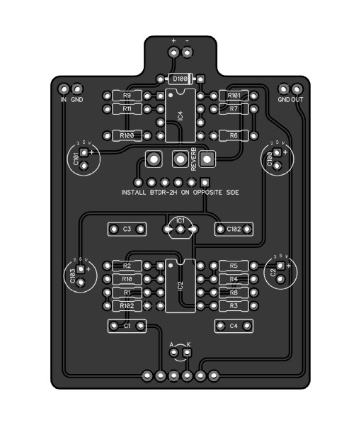 Picture of the PedalPCB 459 Sproing Reverb PCB.