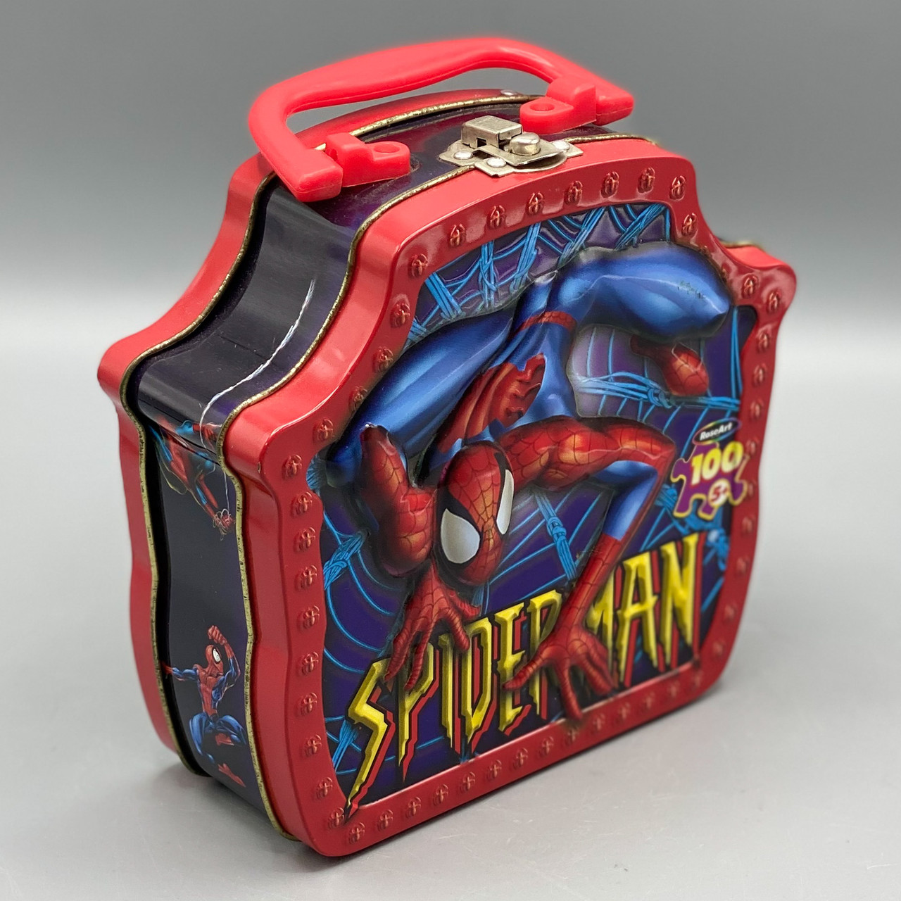 Marvel Spiderman Metal Tin Lunch Box 15”X12.5” 48 Piece Puzzle Spin Master