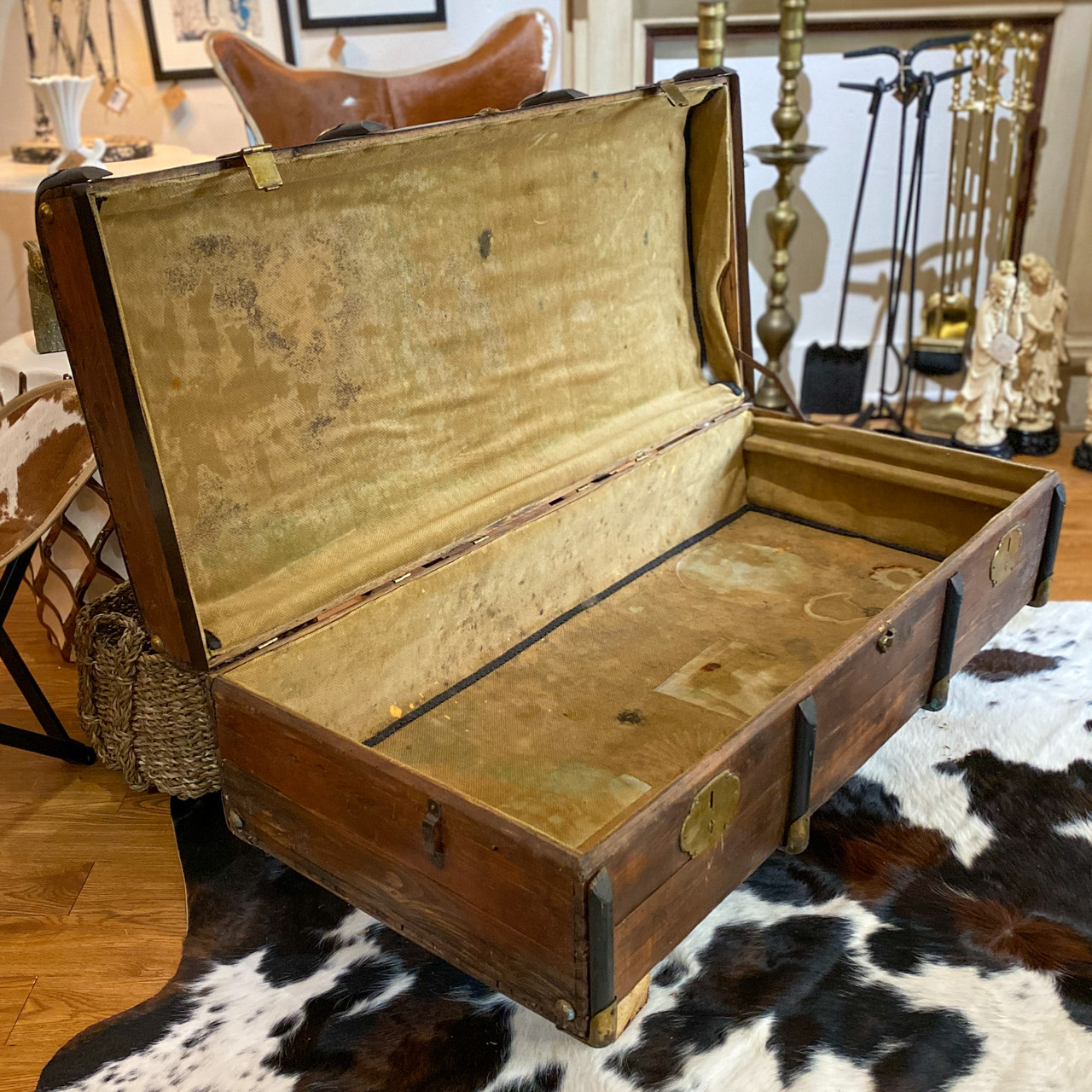 Vintage Metal Large Trunk - Ocean Springs Mercantile