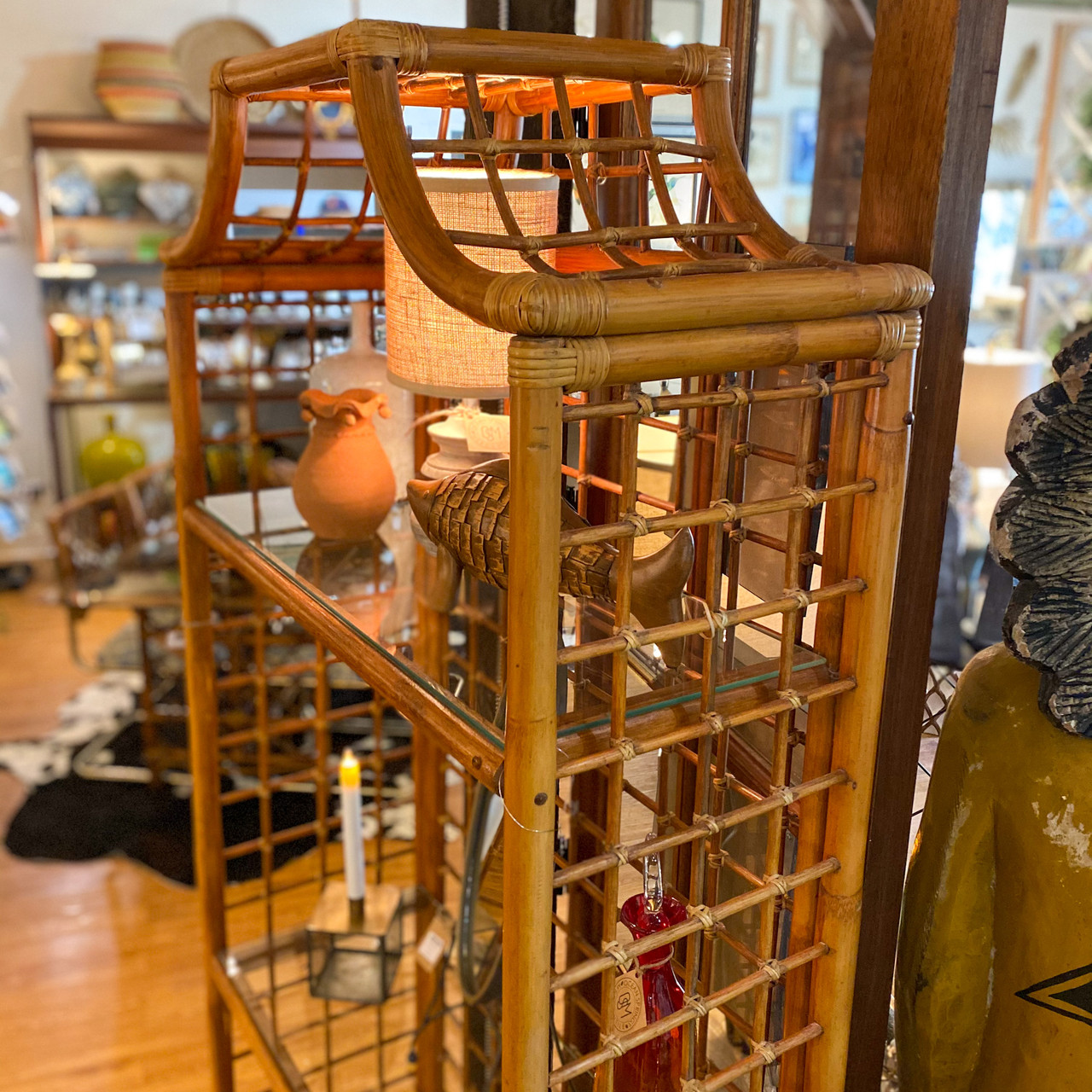 Mid Century Rattan Shelf Ocean Springs Mercantile