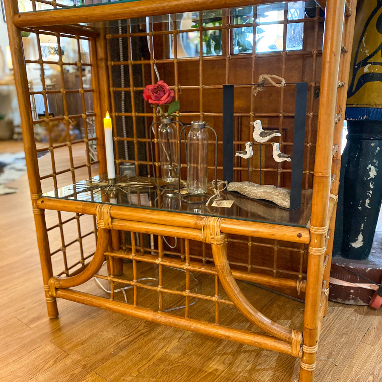 Mid Century Rattan Shelf Ocean Springs Mercantile
