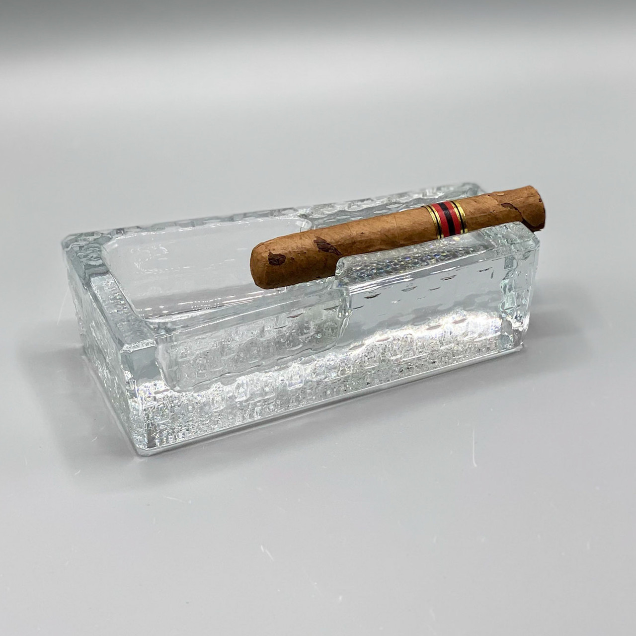glass cigarette ashtray 70s Dimpled Glass Cigar Ashtray