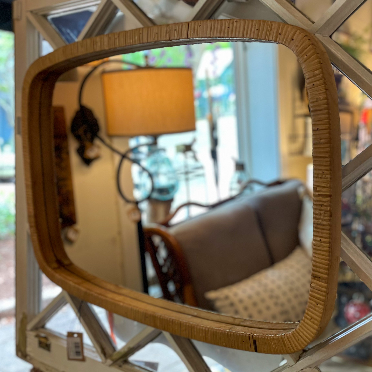 Rattan Framed Wall Mirror - Ocean Springs Mercantile
