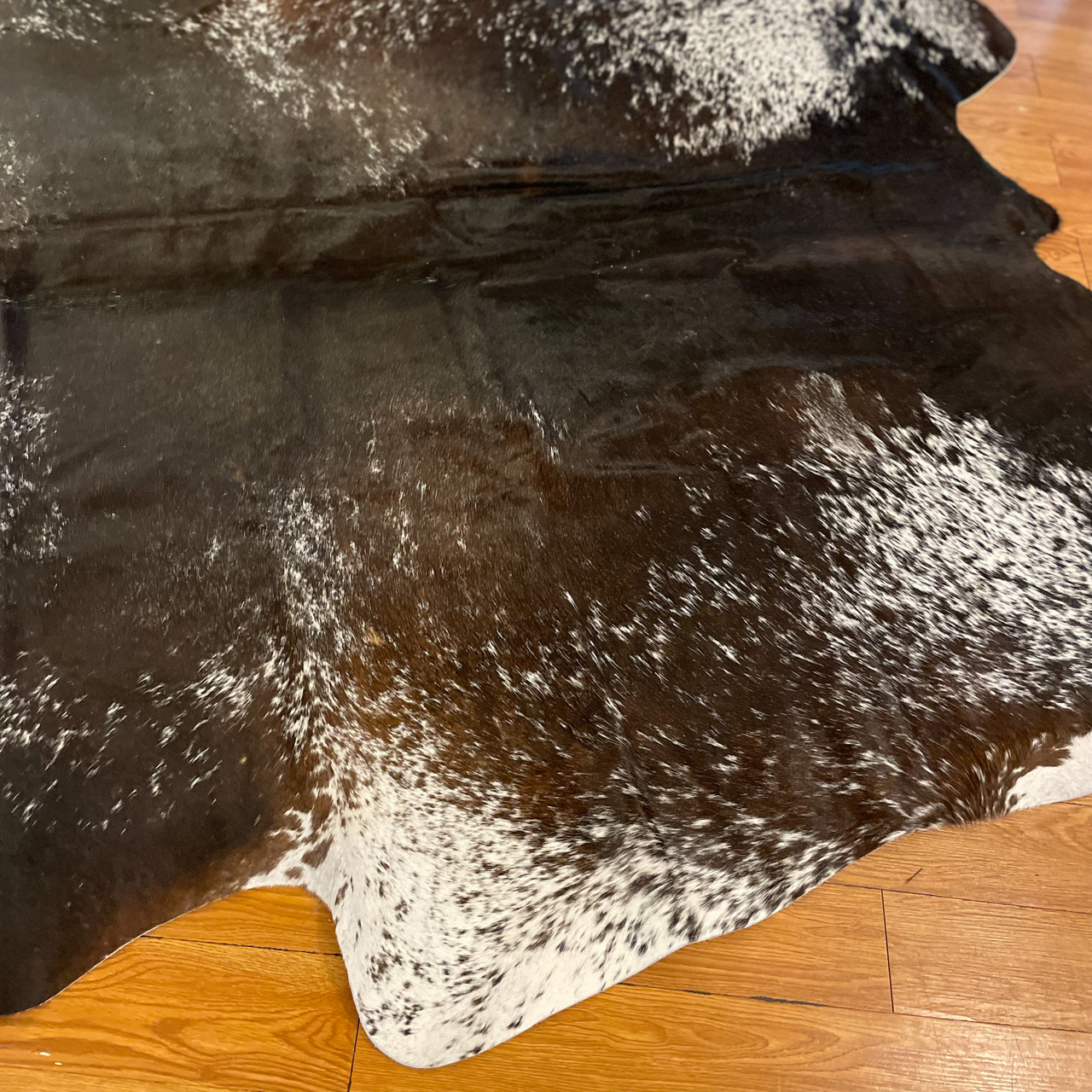 Tan Spotted Rug Dark Brown Spotted Edges Cowhide Rug - Ocean Springs Mercantile