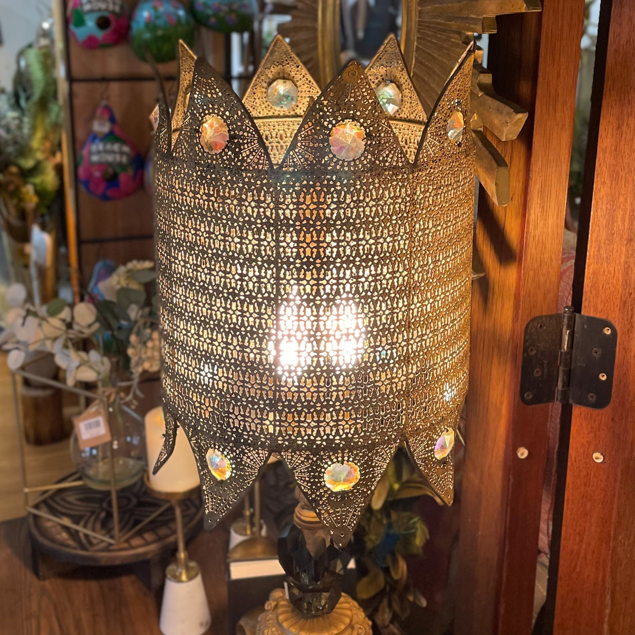 L&L WMC 1930s-40s Hollywood Regency Prism Crown Lamp - Ocean