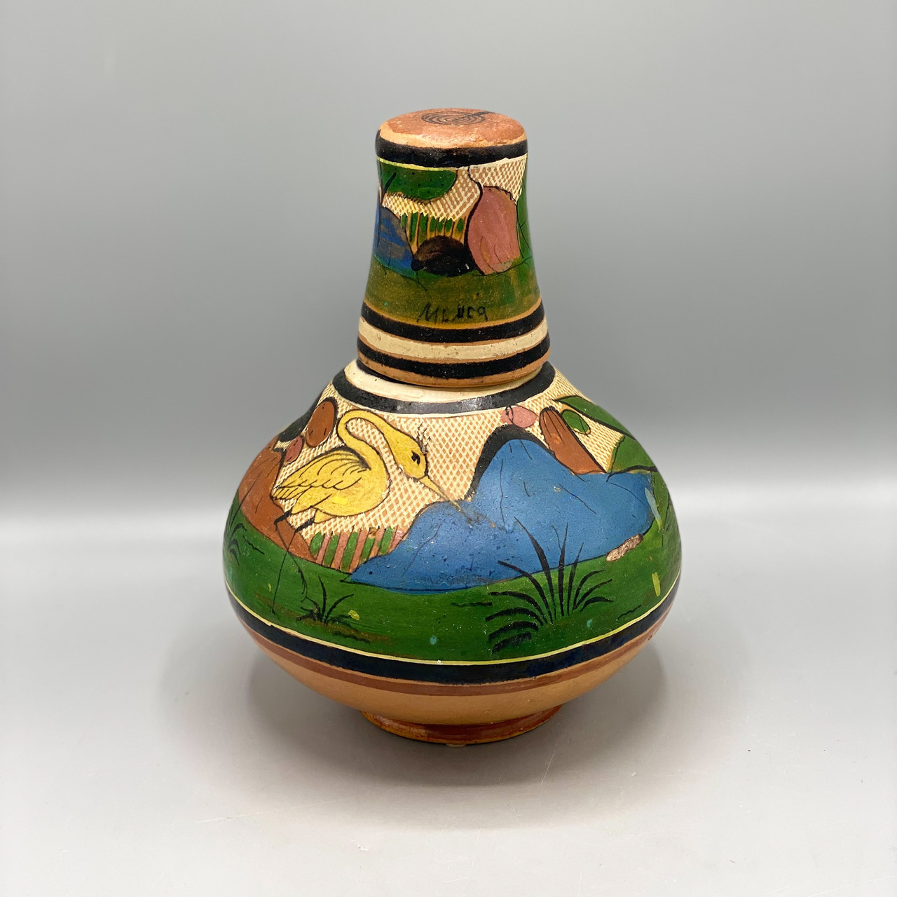 Antique Petatillo Water Jug w/Cup, Mexico - Ocean Springs