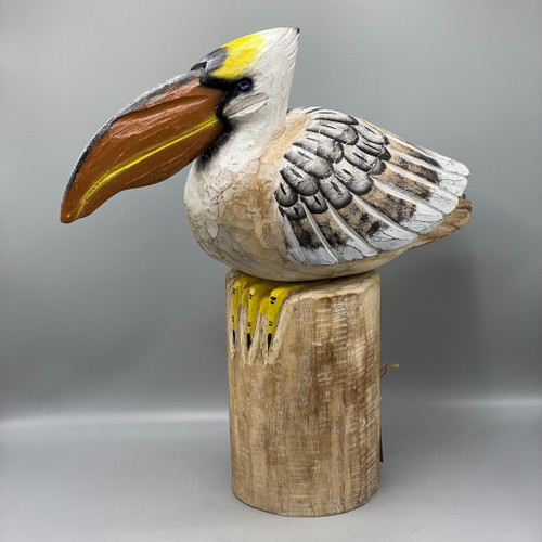 Carved Wood Pelican on a Piling