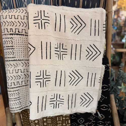 White Koumantou Bogolan Mali Mud Cloth