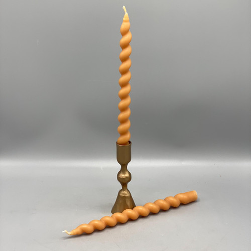 Set of 2 Rust Twisted Taper Candles