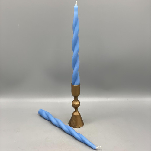 Set of 2 Blue Twisted Taper Candles