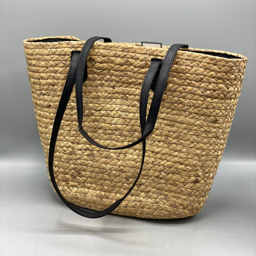 Straw Tote Bag, Black