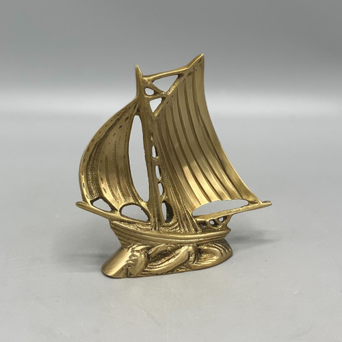 Antiqued Brass Sloop Sailboat Paperweight