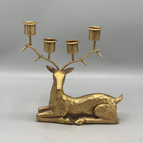 Laying Gold Deer Candle Holder