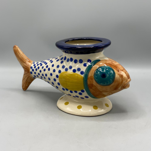 Footed Fish Shaped Vase