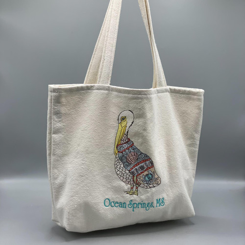 Embroidered Pelican w/OS Tote Bag