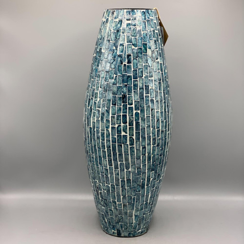 Blue Mosaic Mother of Pearl Shell Vase