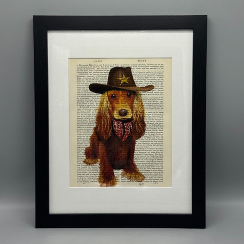 Cocker Spaniel Cowboy Framed Book Print