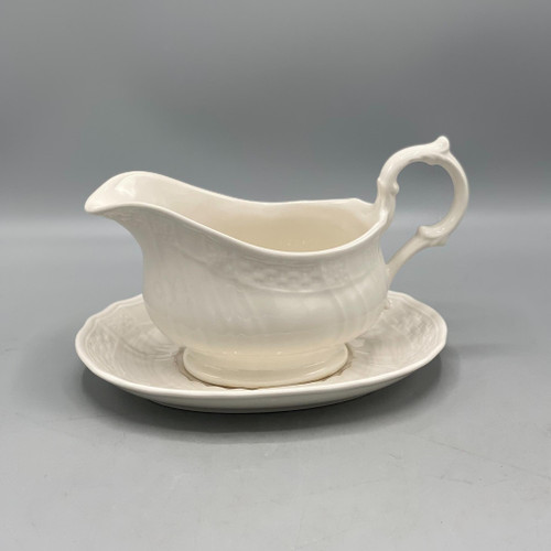 Gravy Boat & Dish, 1984 Mikasa Renaissance White