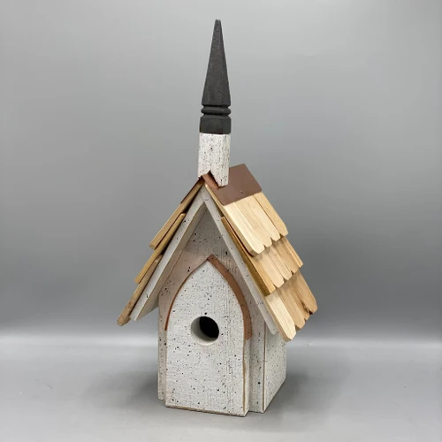 Classic Chapel Bird House, Antique White