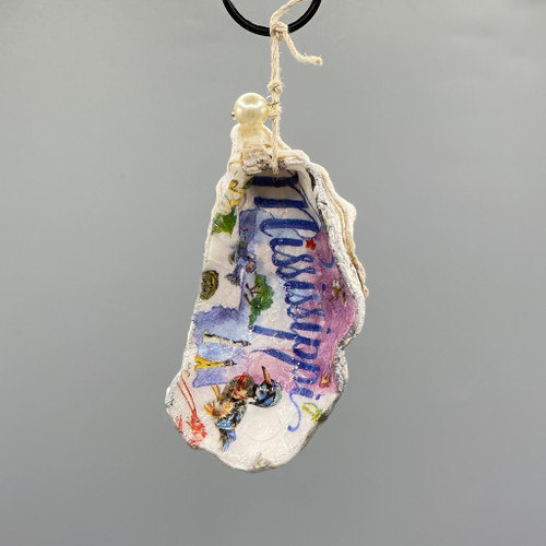 Handmade Mississippi Decoupage Oyster Shell Ornament