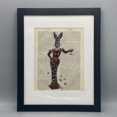 Rabbit Butterfly Dress Framed Book Print